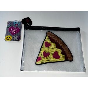 NWT Sequin Pizza Make Up Cosmetic Pencil Pouch